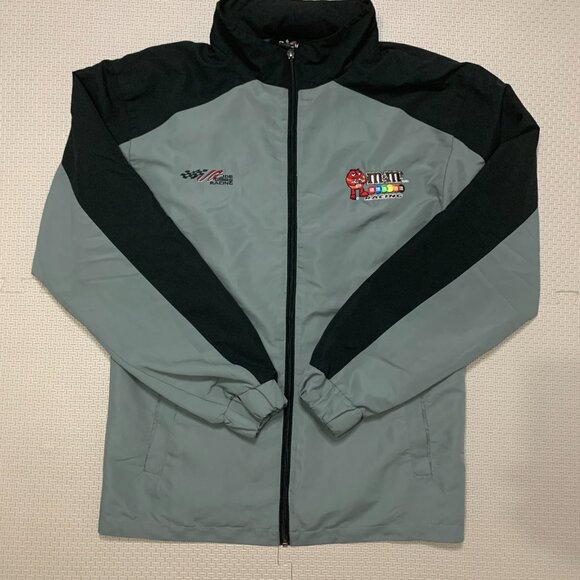 Vintage M&M’s Nascar Joe Gibbs #18 Racing Full Zip Hooded Jacket Gray Sz S - Picture 1 of 8
